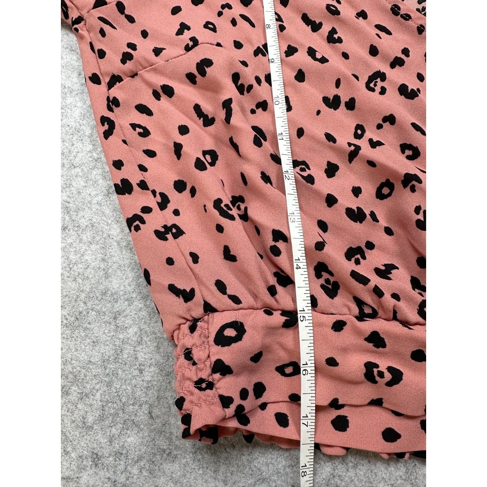 DIVIDED by H&M Women's 2 Pink & Black Leopard Print Wrap Crop Top Bell Sleeves - Picture 10 of 11